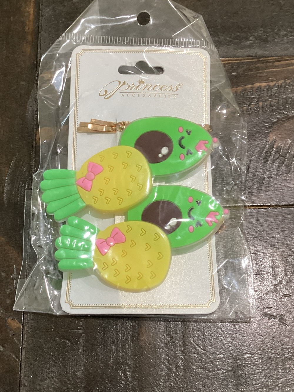 Princess‎ Kids Pineapple & Bird Hair Clips - Green & Yellow